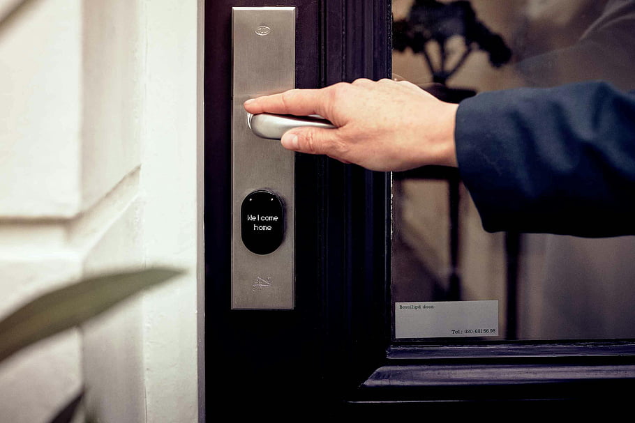 Door lock panel representing smart home security