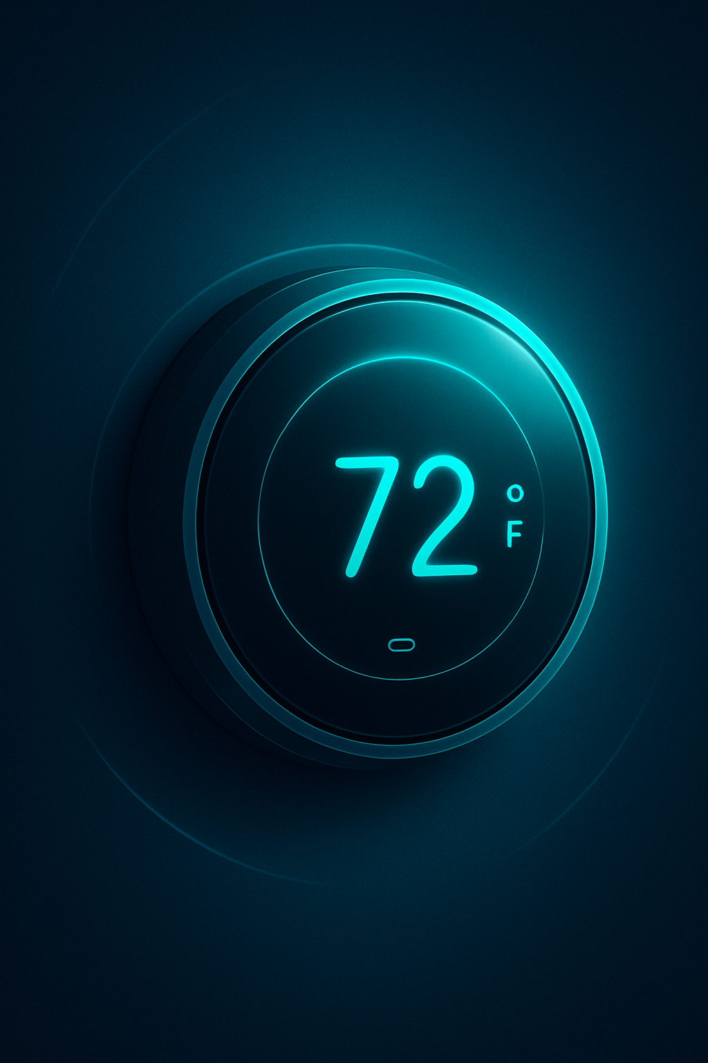 Abstract digital thermostat glowing on dark background
